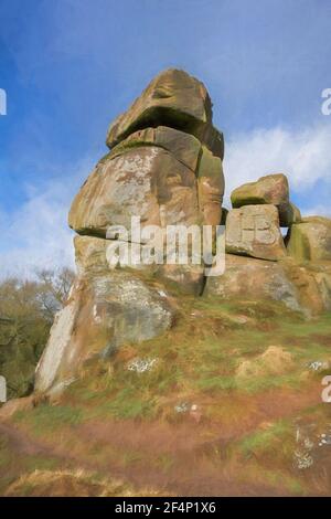 Pittura digitale della formazione rocciosa della stride pietra calcarea di Robin Hood nel Derbyshire Dales, Peak District National Park. Foto Stock