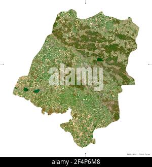 Opole, voivodato|provincia di Polonia. Immagini satellitari Sentinel-2. Forma isolata su bianco. Descrizione, ubicazione della capitale. Contiene modificato Foto Stock