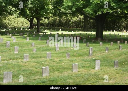Lynchburg, Virginia, Stati Uniti. La sezione confederata nel Cimitero della Città Vecchia, luogo di sepoltura di oltre 2000 soldati. Foto Stock
