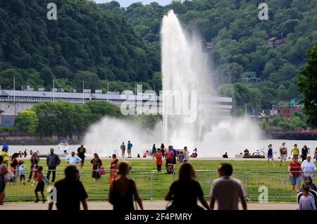 Point state Park Fountain nel Point state Park nel centro città Pittsburgh.Pennsylvania.USA Foto Stock