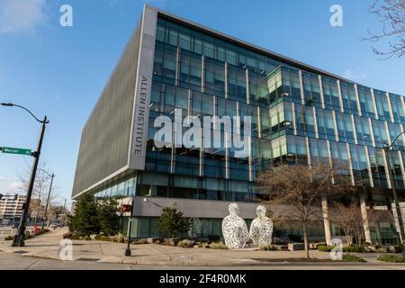 Seattle, Stati Uniti. 22 marzo 2021. L'Istituto Paul Allen a South Lake Union. Foto Stock