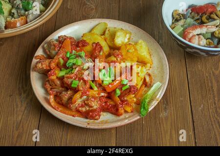 Katuv sleh - piatto ceco , la carne viene fritta in una padella e poi viene cotta con ingredienti. Foto Stock