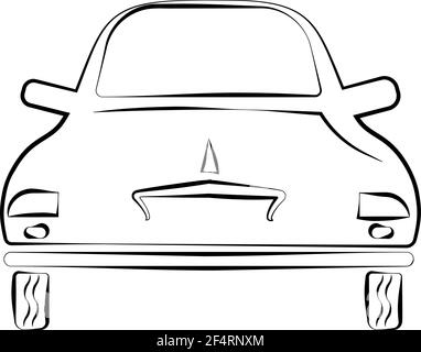 Car Calligraphic Vista frontale, elegante Car Design Vector Art Illustration Illustrazione Vettoriale