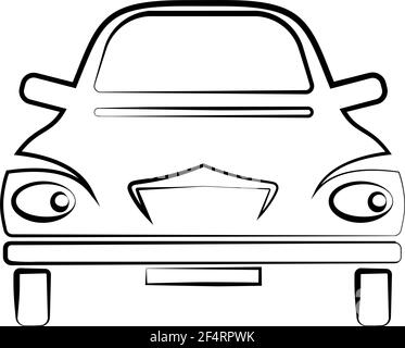 Car Calligraphic Vista frontale, elegante Car Design Vector Art Illustration Illustrazione Vettoriale