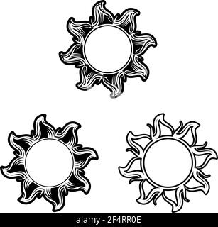 Tattoo tribale Sun Design Vector Art Illustration Illustrazione Vettoriale