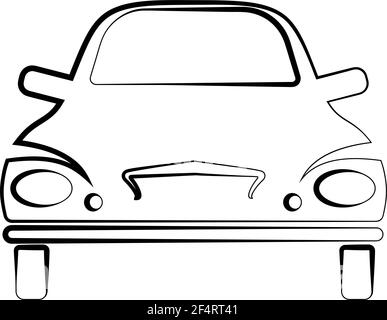 Car Calligraphic Vista frontale, elegante Car Design Vector Art Illustration Illustrazione Vettoriale