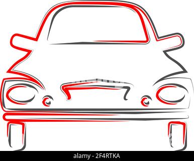 Car Calligraphic Vista frontale, elegante Car Design Vector Art Illustration Illustrazione Vettoriale