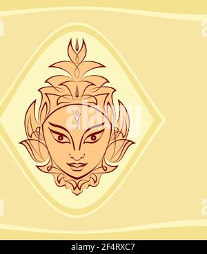 Durga Dea del potere, Divina Madre del disegno dell'Universo, Illustrazione dell'Arte vettoriale Illustrazione Vettoriale