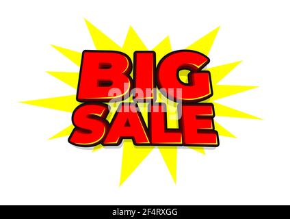 Testo dell'offerta Big sale su sfondo bianco. Illustrazione Vettoriale