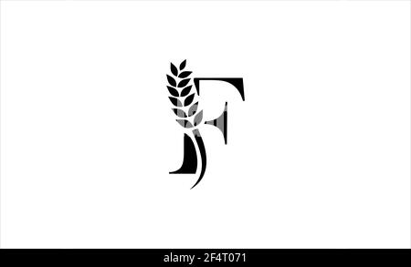 lettera del logo del grano f illustrazione vettoriale Foto Stock