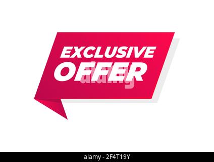 Banner di offerta esclusiva. Segno di prezzo dell'offerta speciale. Simbolo di sconti pubblicitari. Illustrazione Vettoriale