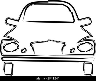 Car Calligraphic Vista frontale, elegante Car Design Vector Art Illustration Illustrazione Vettoriale