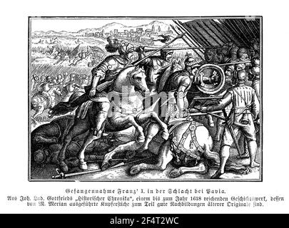 Tutto è perso salvo onore, Francesco i re di Francia sconfitto e preso come prigioniero alla battaglia di Pavia durante la guerra italiana contro Carlo V Sacro Romano Imperatore, 1525 Foto Stock