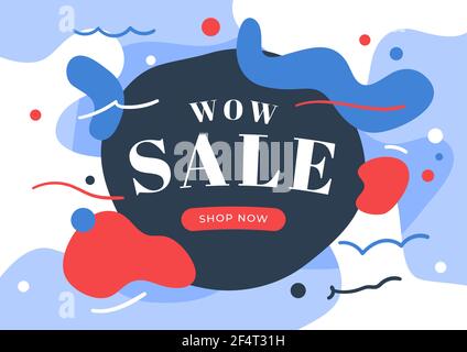 WOW vendita modello di banner design. Vendita su sfondo astratto illustrazione vettoriale. Illustrazione Vettoriale