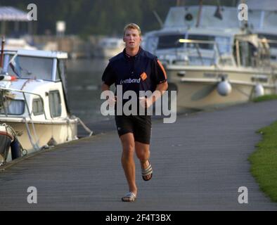 Matthew Pinsent agosto 2001 Rower formazione a Henly sul Tamigi Foto Stock