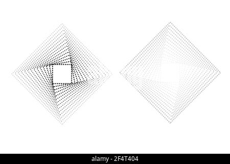 Set, 2 stili vettoriale nero e bianco quadrato mezzitoni, isolato su bianco Illustrazione Vettoriale
