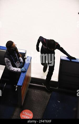 Stoccolma, Svezia. 23 marzo 2021. Yuma KAGIYAMA Giappone, durante la pratica maschile ai Campionati Mondiali di Pattinaggio ISU 2021 a Ericsson Globe, il 23 marzo 2021 a Stoccolma, Svezia. Credit: Raniero Corbelletti/AFLO/Alamy Live News Foto Stock
