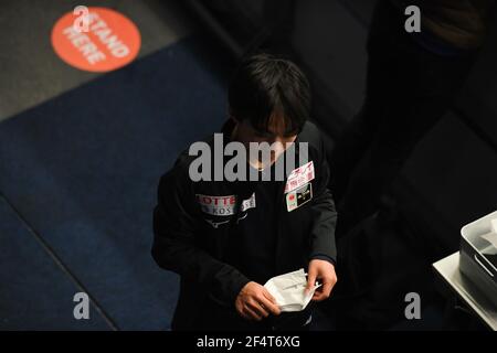 Stoccolma, Svezia. 23 marzo 2021. Yuma KAGIYAMA Giappone, durante la pratica maschile ai Campionati Mondiali di Pattinaggio ISU 2021 a Ericsson Globe, il 23 marzo 2021 a Stoccolma, Svezia. Credit: Raniero Corbelletti/AFLO/Alamy Live News Foto Stock