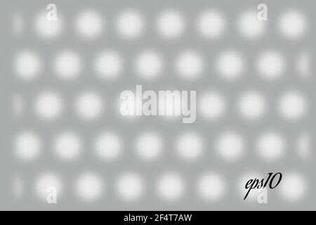 Ombreggiatura realistica della finestra. Effetto sovrapposizione multipla. Lunga luce d'ombra sulla parete o sul pavimento. Scene di gradiente mesh di illuminazione naturale. Perforazione del cerchio Illustrazione Vettoriale