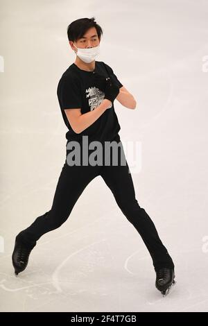 Stoccolma, Svezia. 23 marzo 2021. Vincent ZHOU USA, durante la pratica maschile ai Campionati mondiali di Pattinaggio ISU 2021 a Ericsson Globe, il 23 marzo 2021 a Stoccolma, Svezia. Credit: Raniero Corbelletti/AFLO/Alamy Live News Foto Stock