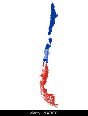 Bandiera sulla mappa del Cile Foto Stock