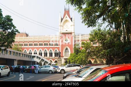 La Corte alta di Calcutta, è la più antica Corte alta in India. Il design dell'edificio si basa sulla Cloth Hall, Ypres, in Belgio. B.B.D. Bagh, Kolkata, W. Foto Stock