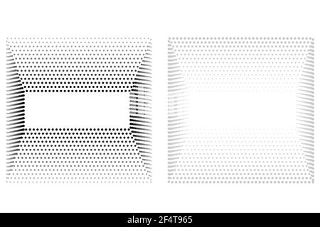 Set, 2 stili vettoriale nero e bianco quadrato mezzitoni, isolato su bianco Illustrazione Vettoriale