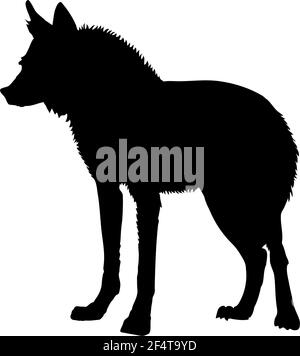 Silhouette Wolf maned. Linee lisce e pulite. Silhouette di lupo manicato con dettagli elevati. Illustrazione vettoriale. Illustrazione Vettoriale