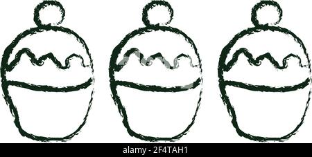 Disegno a mano Cupcakes modello cute schizzo Illustrazione Vettoriale