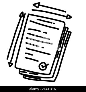 Licenza d'affari disegno a mano icona, contorno nero, icona doodle, icona vettoriale. Illustrazione Vettoriale