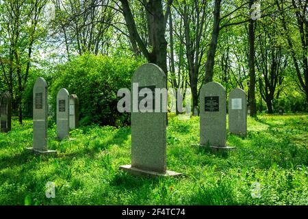 Chelm, Lubelskie, Polonia - 01 maggio 2019: Tombe al Cimitero Ebraico nella città di Chelm Foto Stock