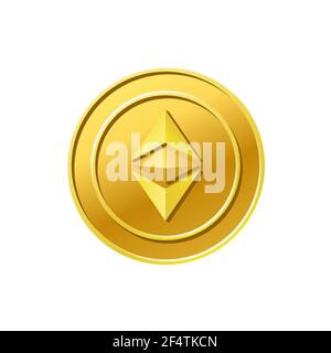 Etereo valuta criptovaluta classica. Icona moneta d'oro Illustrazione Vettoriale