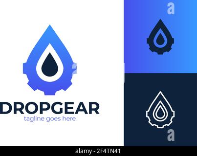 icona vettoriale del logo di progettazione energetica del riduttore ad acqua. semplice vettore del logo, icona, elemento e modello per l'azienda Illustrazione Vettoriale