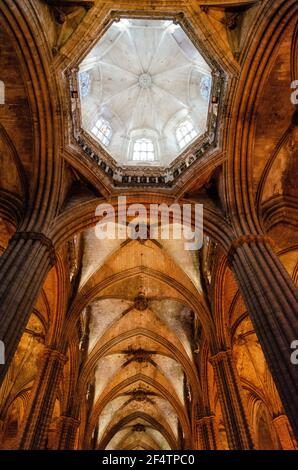 Interni ed elementi architettonici della Cattedrale di Barcellona - Catedral De la Santa Cruz y Santa Eulalia (La Santa Croce e Sant'Eulalia) Spagna Foto Stock