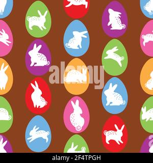 Colorato motivo pasquale con coniglietti e uova Illustrazione Vettoriale