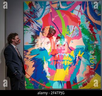 Bonhams, Londra, 22 marzo 2021. Vendita di arte contemporanea e postbellica. Damien Hirst, Beautiful Hours Spin Painting IX, est: £150,000-200,000. Foto Stock