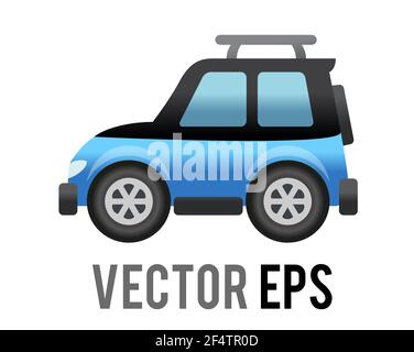 Il lato vettoriale isolato dell'icona blu della vettura Sport Utility rappresenta SUV, camper o camper Foto Stock
