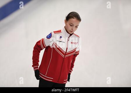 Stoccolma, Svezia. 23 marzo 2021.Anna SHCHERBAKOVA FSR, durante la pratica femminile al campionato mondiale di pattinaggio di figura ISU 2021 a Ericsson Globe, il 23 marzo 2021 a Stoccolma, Svezia. Credit: Raniero Corbelletti/AFLO/Alamy Live News Foto Stock