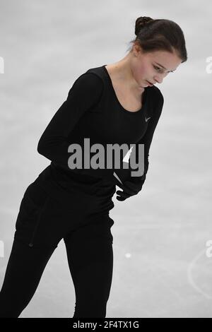Stoccolma, Svezia. 23 marzo 2021.Anna SHCHERBAKOVA FSR, durante la pratica femminile al campionato mondiale di pattinaggio di figura ISU 2021 a Ericsson Globe, il 23 marzo 2021 a Stoccolma, Svezia. Credit: Raniero Corbelletti/AFLO/Alamy Live News Foto Stock