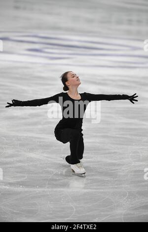 Stoccolma, Svezia. 23 marzo 2021.Anna SHCHERBAKOVA FSR, durante la pratica femminile al campionato mondiale di pattinaggio di figura ISU 2021 a Ericsson Globe, il 23 marzo 2021 a Stoccolma, Svezia. Credit: Raniero Corbelletti/AFLO/Alamy Live News Foto Stock