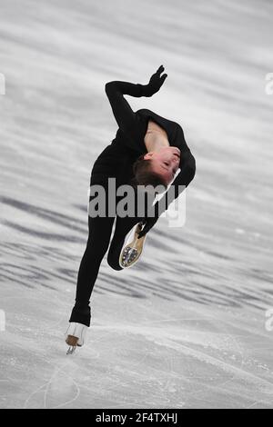 Stoccolma, Svezia. 23 marzo 2021.Anna SHCHERBAKOVA FSR, durante la pratica femminile al campionato mondiale di pattinaggio di figura ISU 2021 a Ericsson Globe, il 23 marzo 2021 a Stoccolma, Svezia. Credit: Raniero Corbelletti/AFLO/Alamy Live News Foto Stock