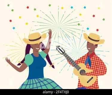 Coppia in festa Junina Illustrazione Vettoriale