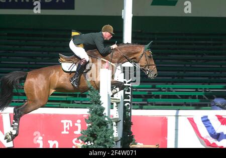 La North American, Abete Prati, giugno 2001, Akita Cup di foratura, Jon Garner (GBR) riding Prowler SM Foto Stock