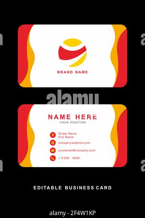Onda gialla rossa del disegno del modello del biglietto da visita Illustrazione Vettoriale