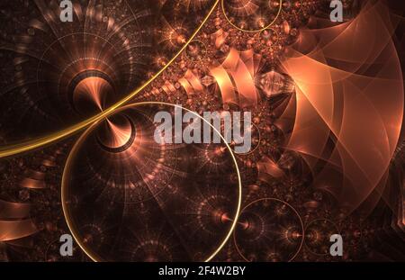 Cerchi e picchi sfondo astratto. livelli 3d di texture di fusione colorate (generate dal computer, astrazione frattale) Foto Stock