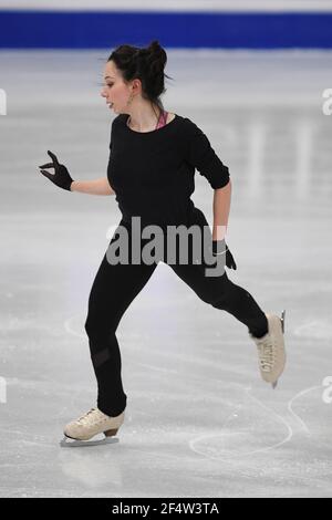 Stoccolma, Svezia. 23 marzo 2021.Elizaveta TUKTAMYSHEVA FSR, durante la pratica femminile al campionato mondiale di pattinaggio di figura ISU 2021 a Ericsson Globe, il 23 marzo 2021 a Stoccolma, Svezia. Credit: Raniero Corbelletti/AFLO/Alamy Live News Foto Stock