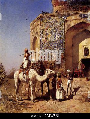 Edwin Lord Weeks - Vecchia Moschea piastrellata Blu fuori Delhi India C 1883 Foto Stock