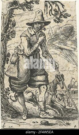 Esaias van de Velde- Hunter con due cani C 1612 Foto Stock