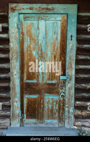 Nord America; Stati Uniti; Montana; Siti storici; Montana state Park; Parco statale di Bannack; città fantasma; dettagli della porta Foto Stock