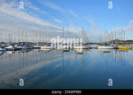 Barche a vela presso Howth Yacht Club e Marina a Dublino, Contea di Leinster Irlanda. Foto Stock